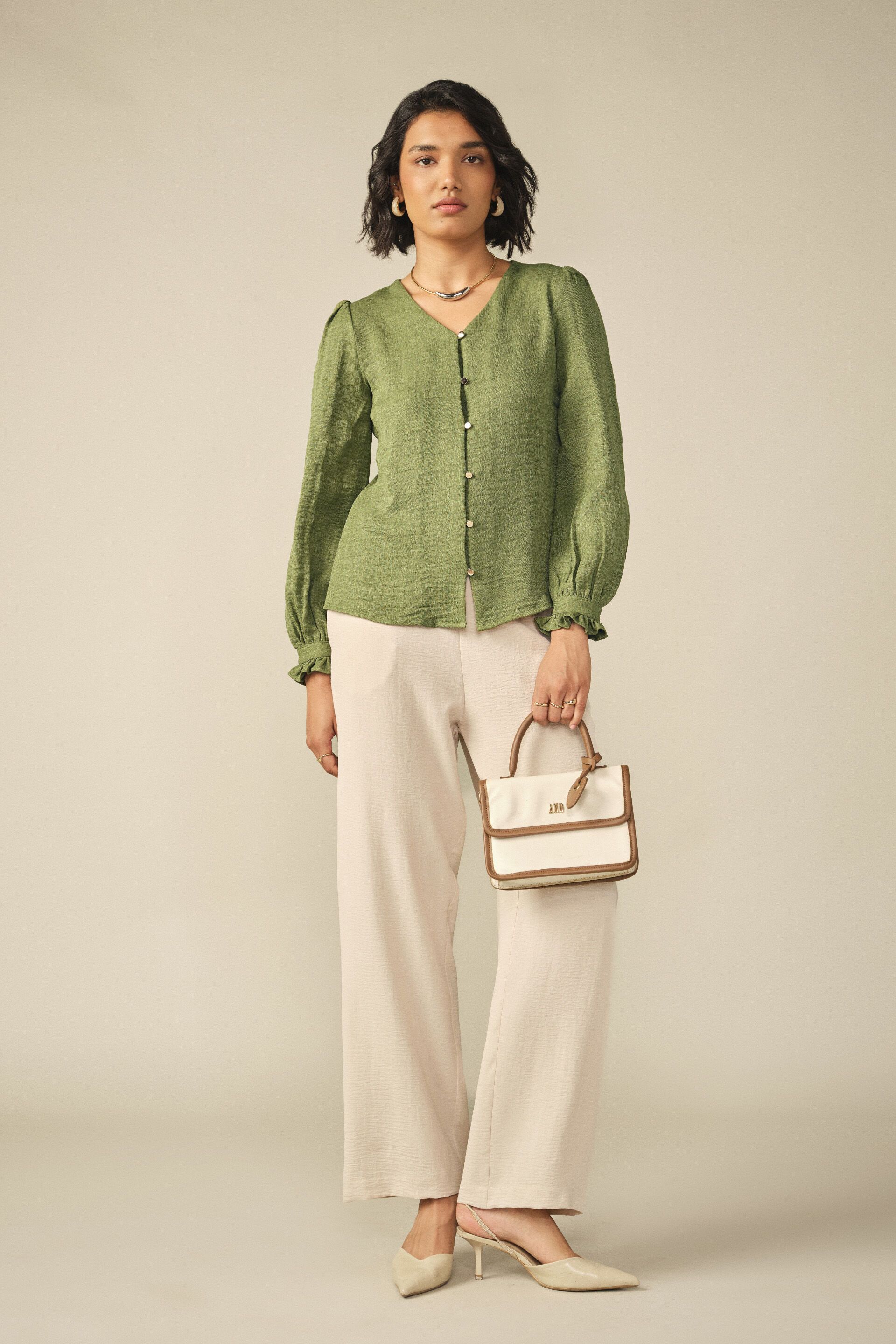 Full Sleeves Top in Green, Green, image 3